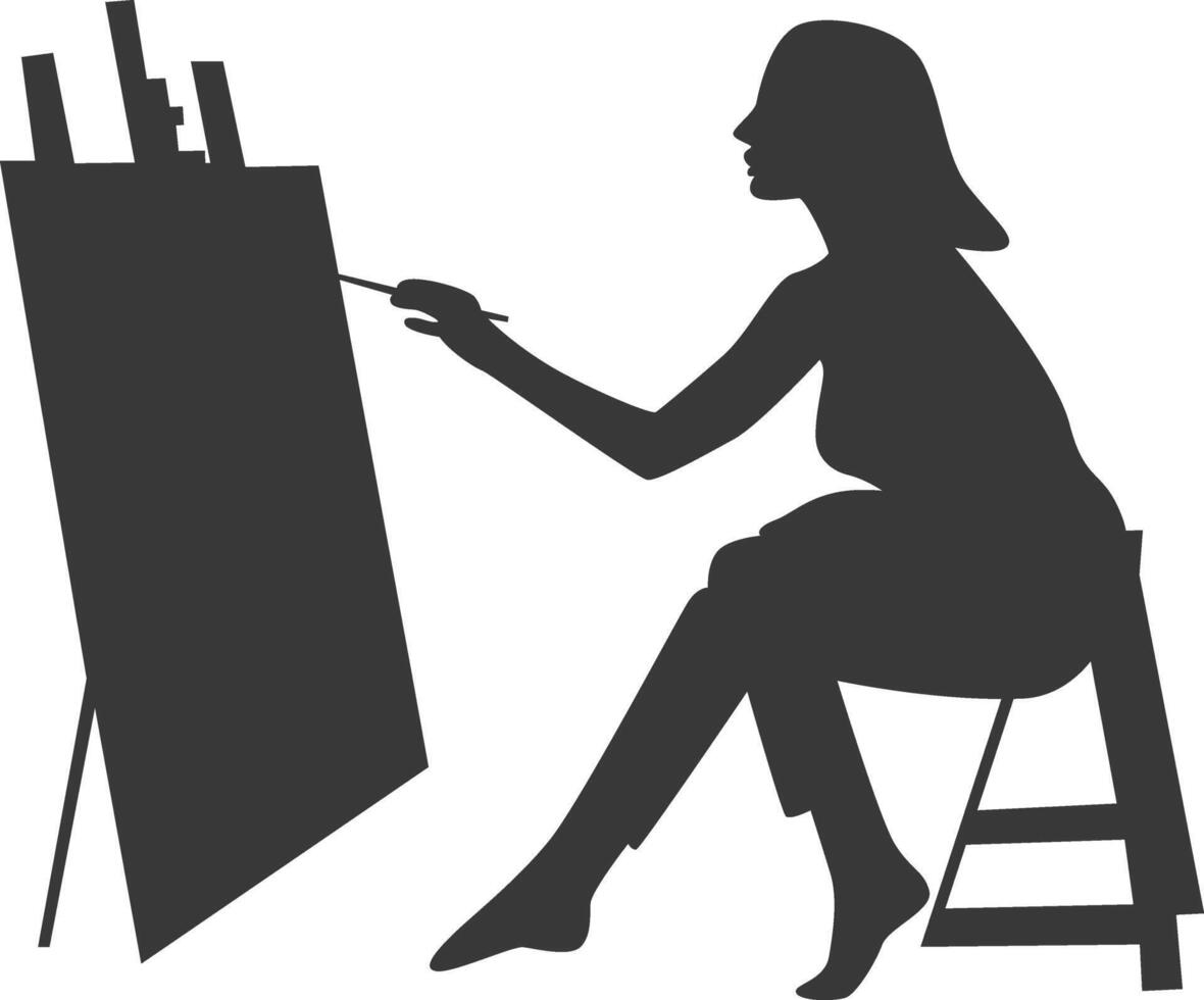 Artist Drawing Silhouette in Flat Design Isolated on White Background. vector