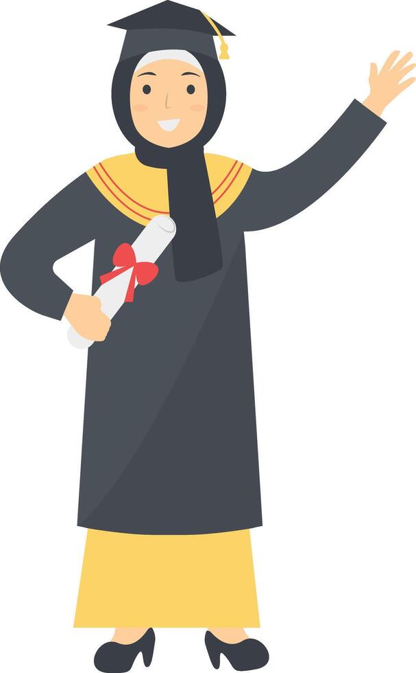 Student Graduation on the High School. Cartoon Character vector