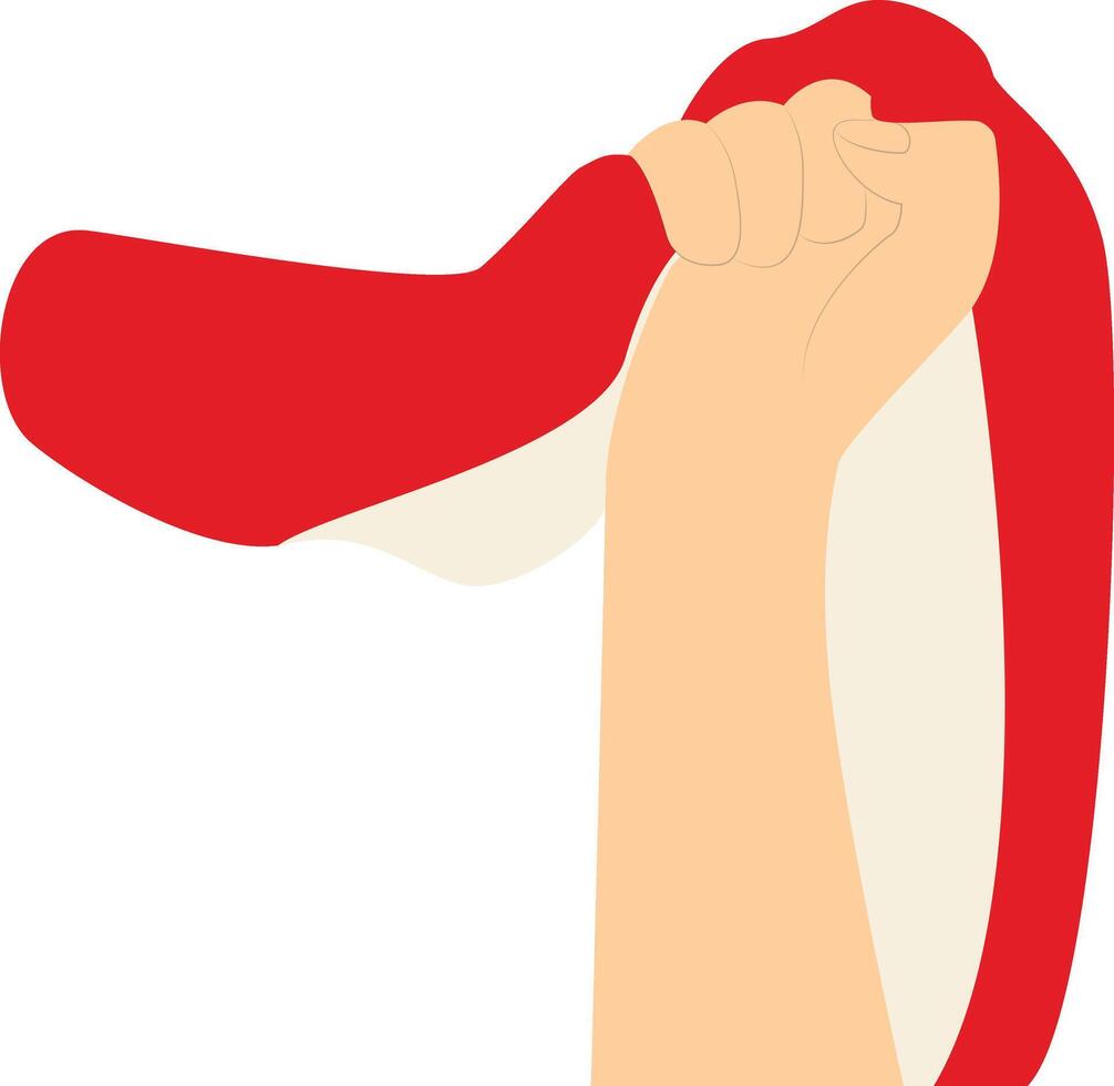 Hand Holding Indonesian Flag in Flat Design. vector