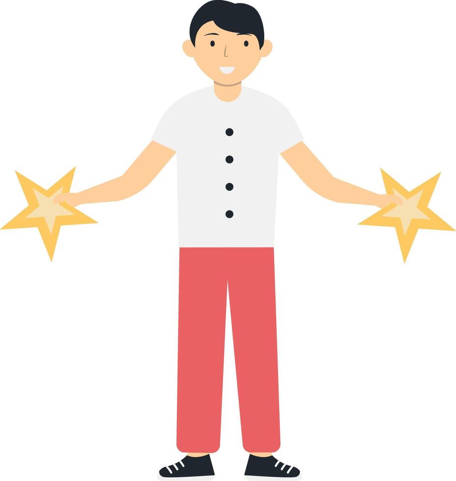 Person Giving Star for Customer Review Rating. Isolated on White Background vector