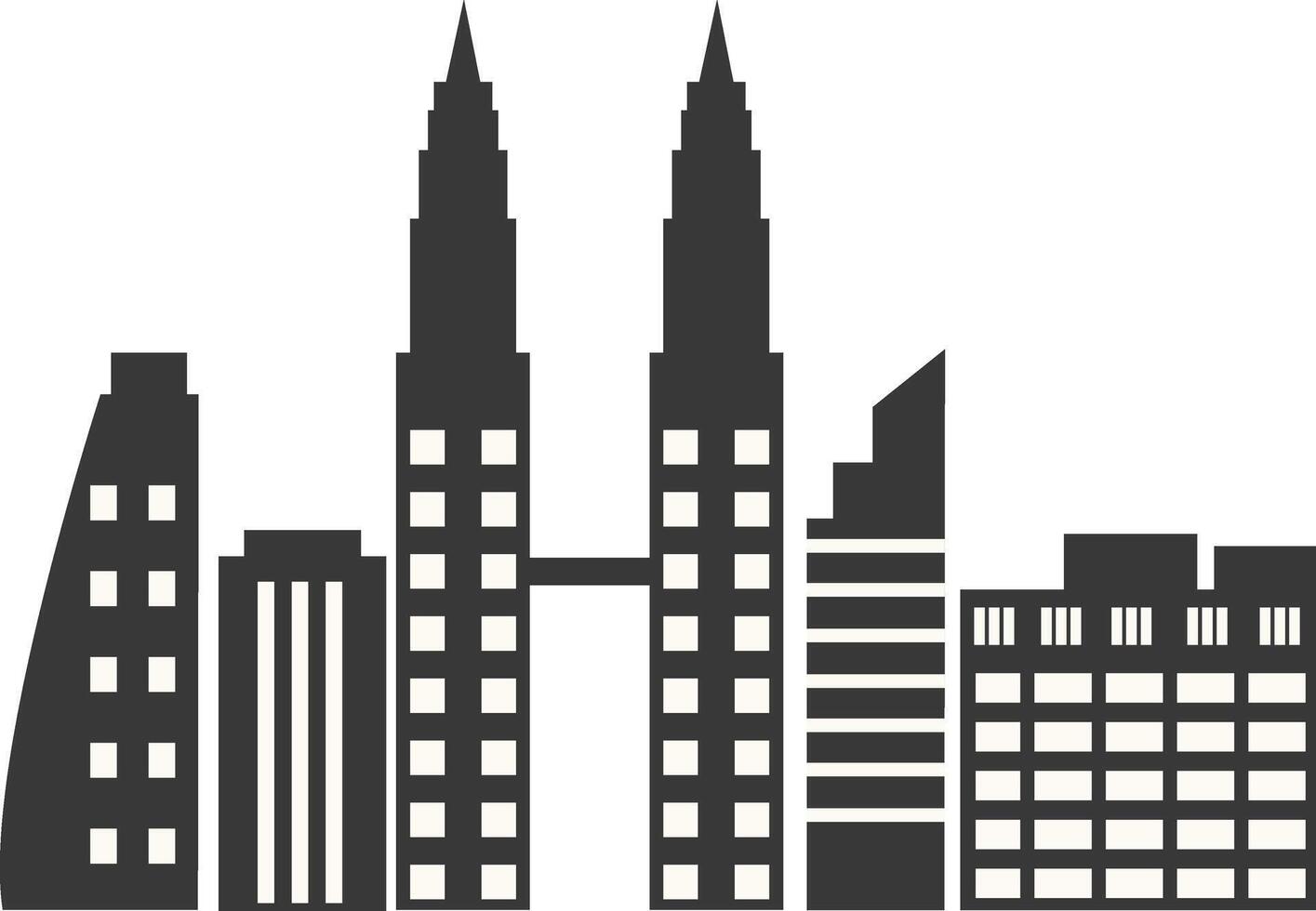 City Skyline Silhouette with Simple Building Design Isolated on White Background. vector