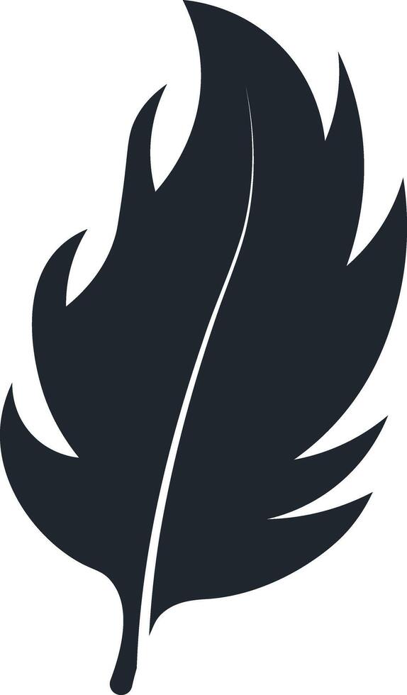 Black Feather Silhouette on White Background. vector