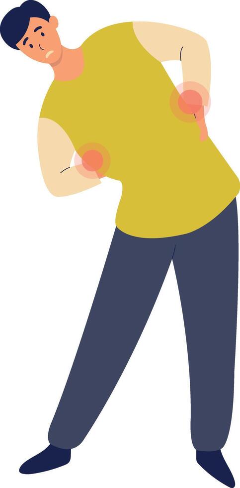 Pain Male Character in Part of Body, vector