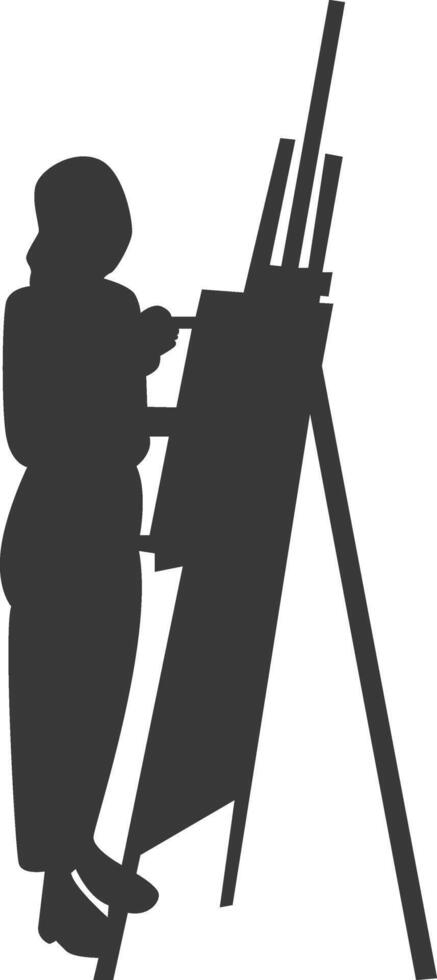 Artist Drawing Silhouette with Flat Design, vector
