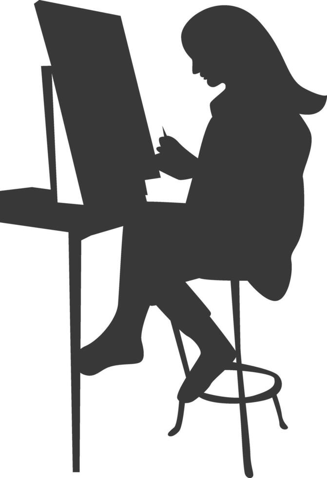 Artist Drawing Silhouette in Flat Design Isolated on White Background, vector