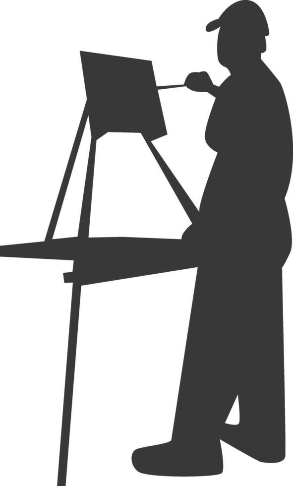 Artist Drawing Silhouette in Flat Design. Isolated on White Background. vector