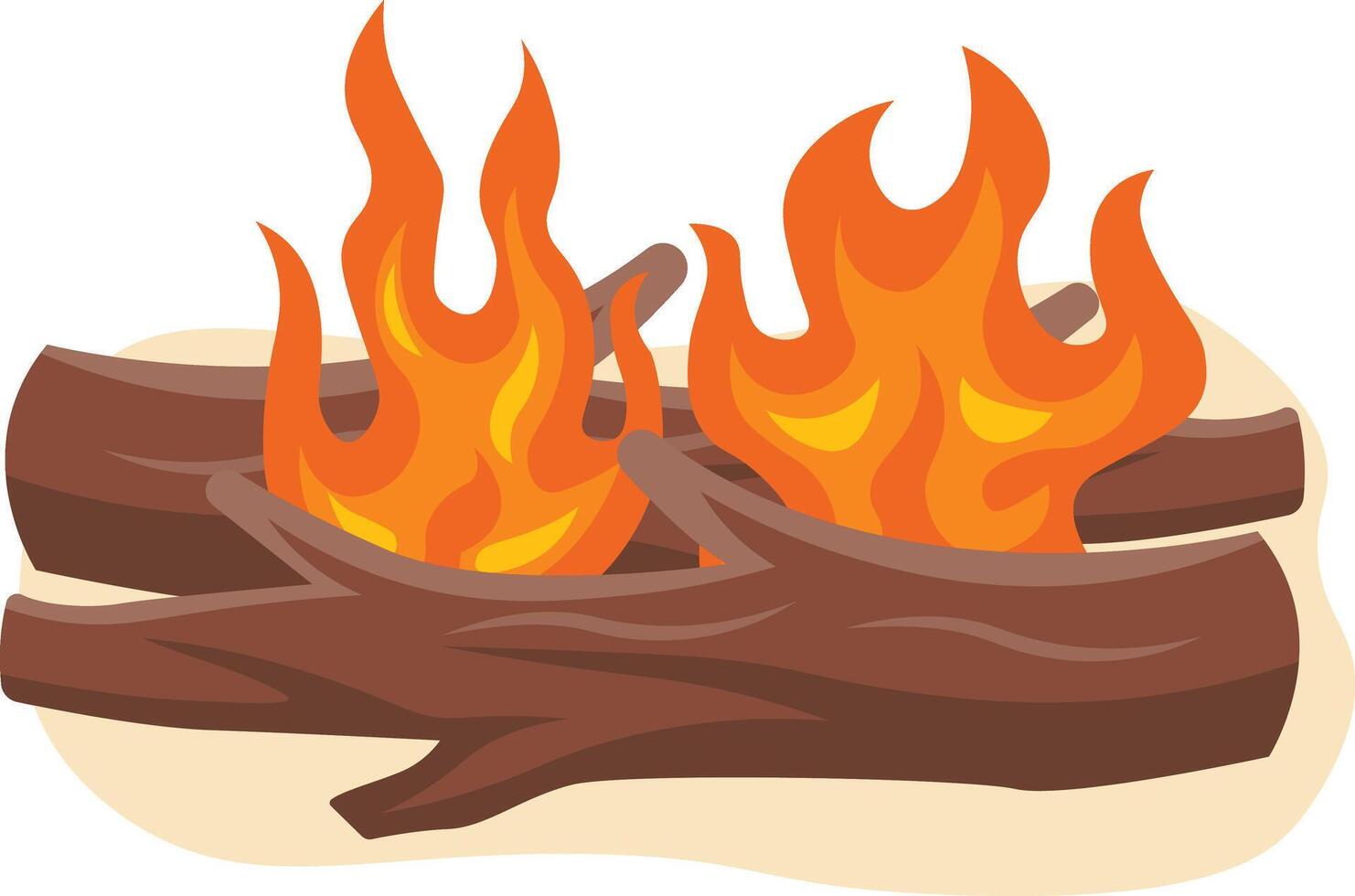 Wooden Campfire Illustration in Cartoon Design, Isolated on White Background vector
