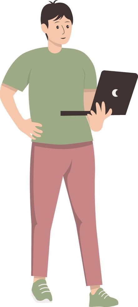 Illustration of Person with Technology. Cartoon Character. vector