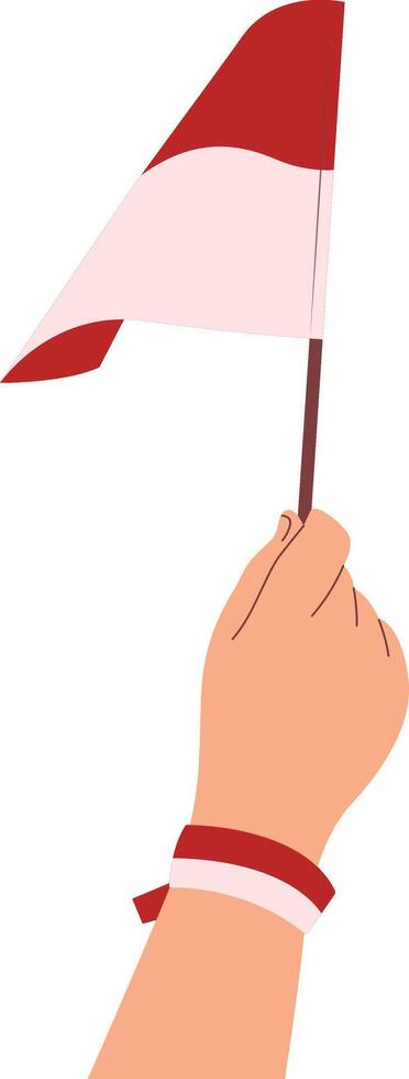 Illustration of Hand Holding of Indonesian Flag. Isolated on White Background vector
