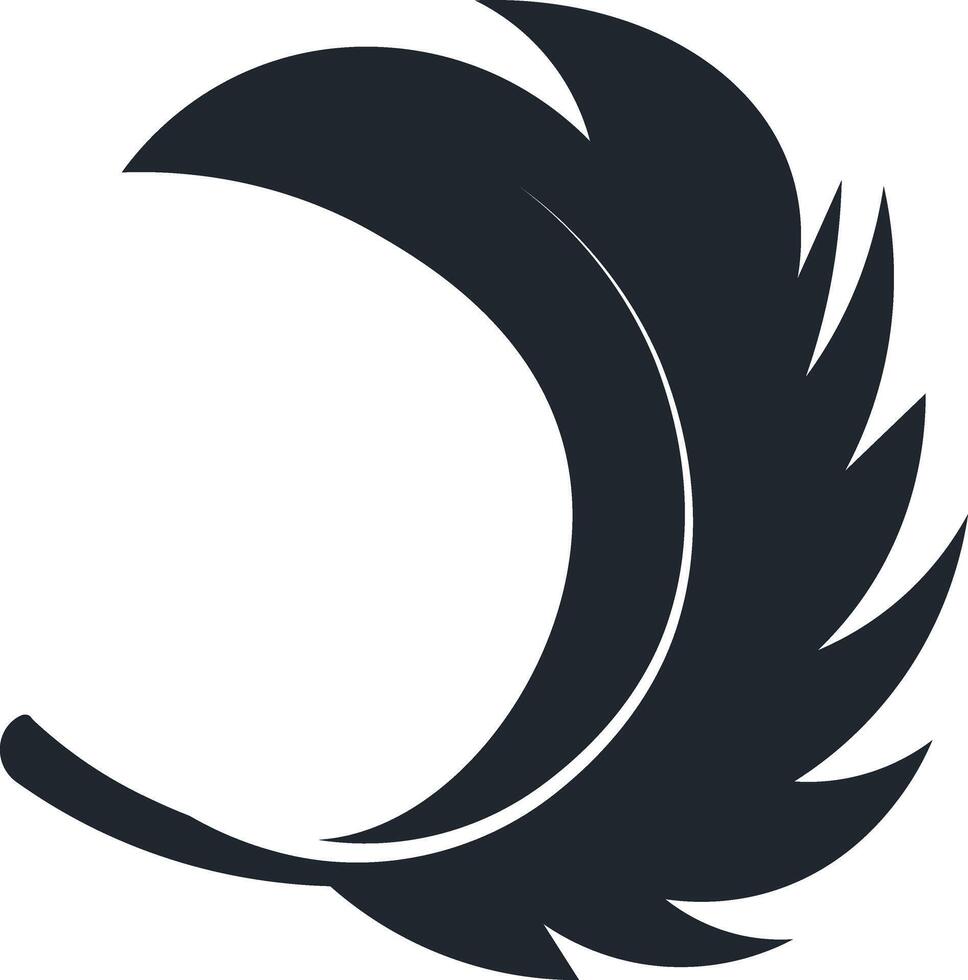 Black Feather Silhouette Isolated on White Background. vector