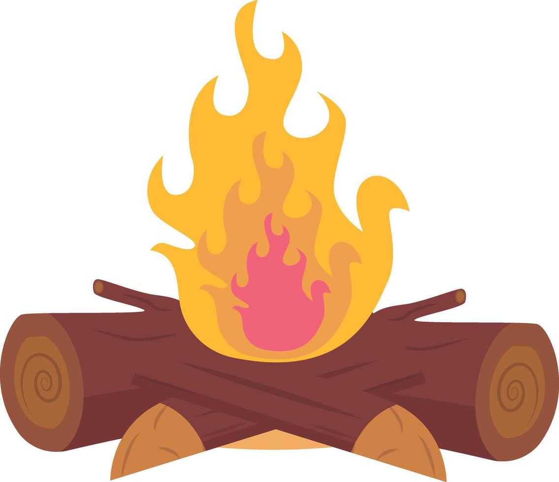 Illustration of Wood Bonfire with Cartoon Design. Isolated on White Background. vector