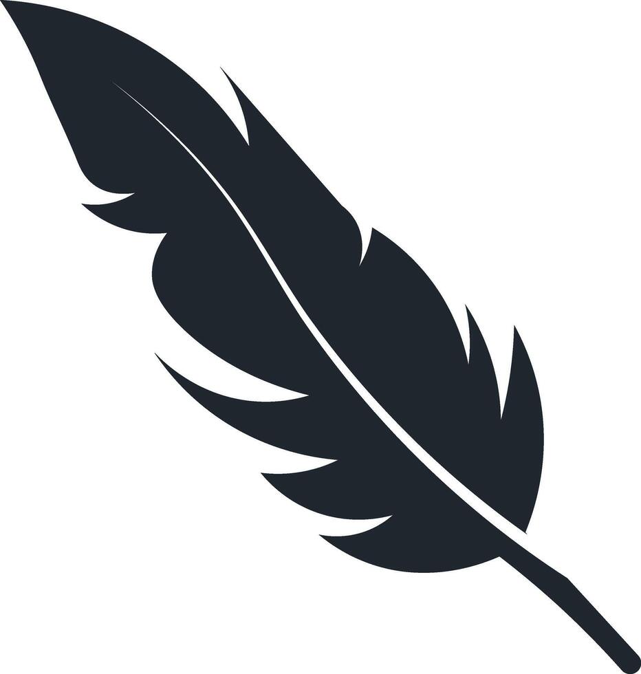 Black Feather Silhouette in Flat Design. vector