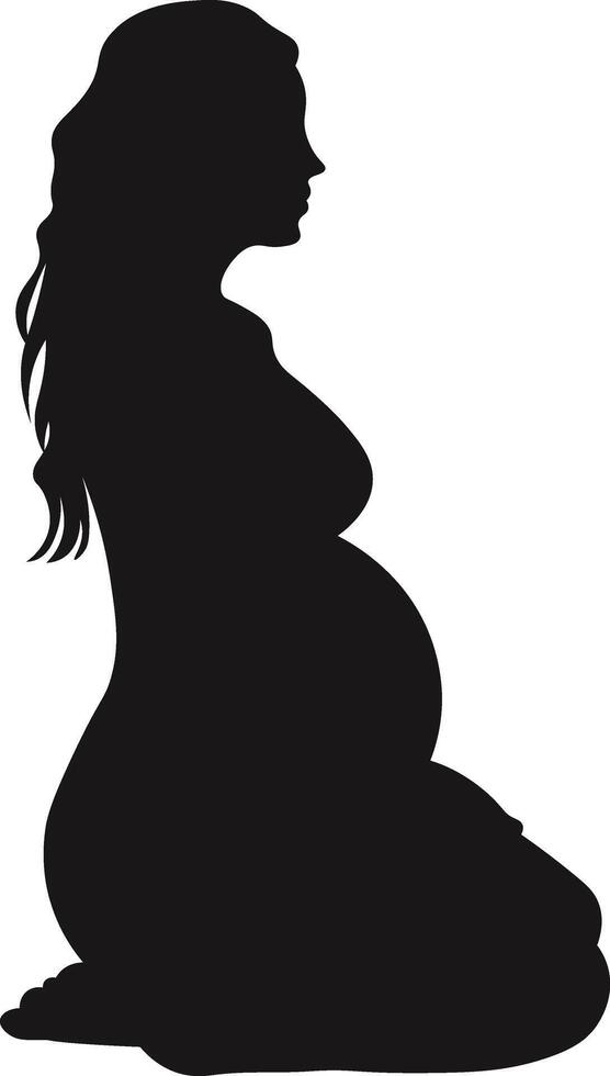 Pregnant Lady Silhouette in Cartoon Shape. vector