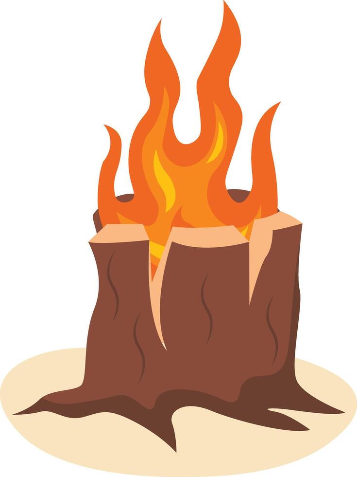 Wooden Campfire Illustration in Cartoon Design, Isolated on White Background. vector