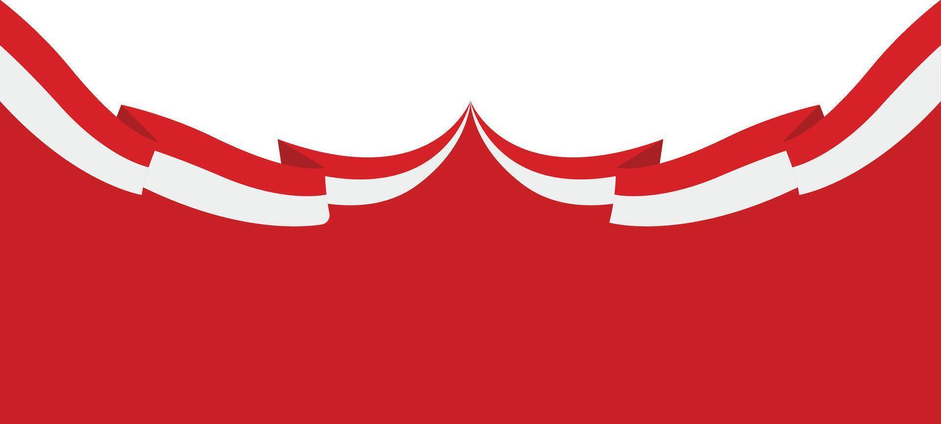 Indonesia Flag Ribbon Border with Cartoon Design, Isolated on White Background. vector