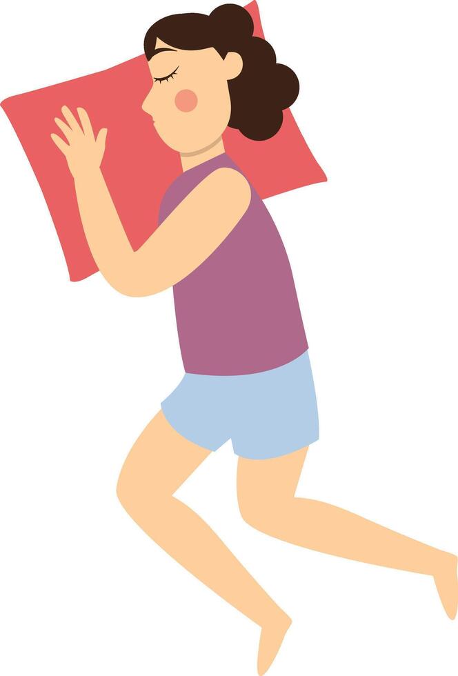 Girl Sleeping Pose Character. vector