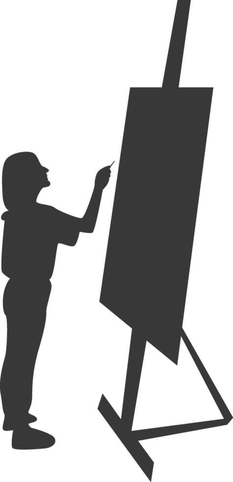 Artist Drawing Silhouette on White Background. vector