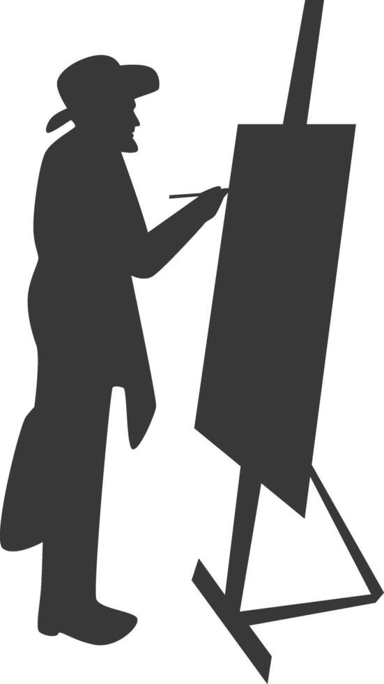 Artist Drawing Silhouette in Simple Design. Isolated on White Background vector