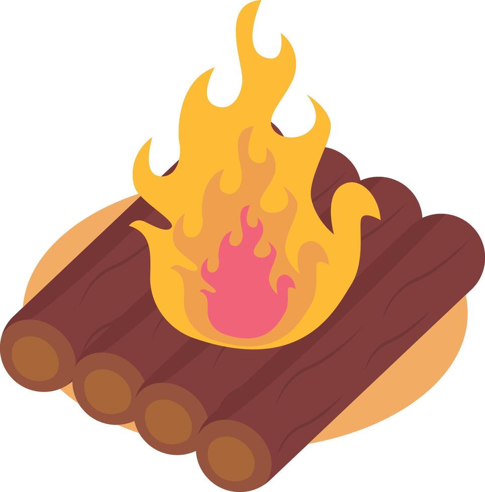 Illustration of Wood Bonfire, Isolated on White Background, vector