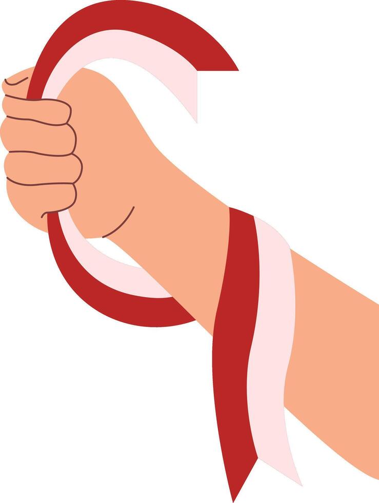 Illustration of Hand Holding of Indonesian Flag on White Background. vector