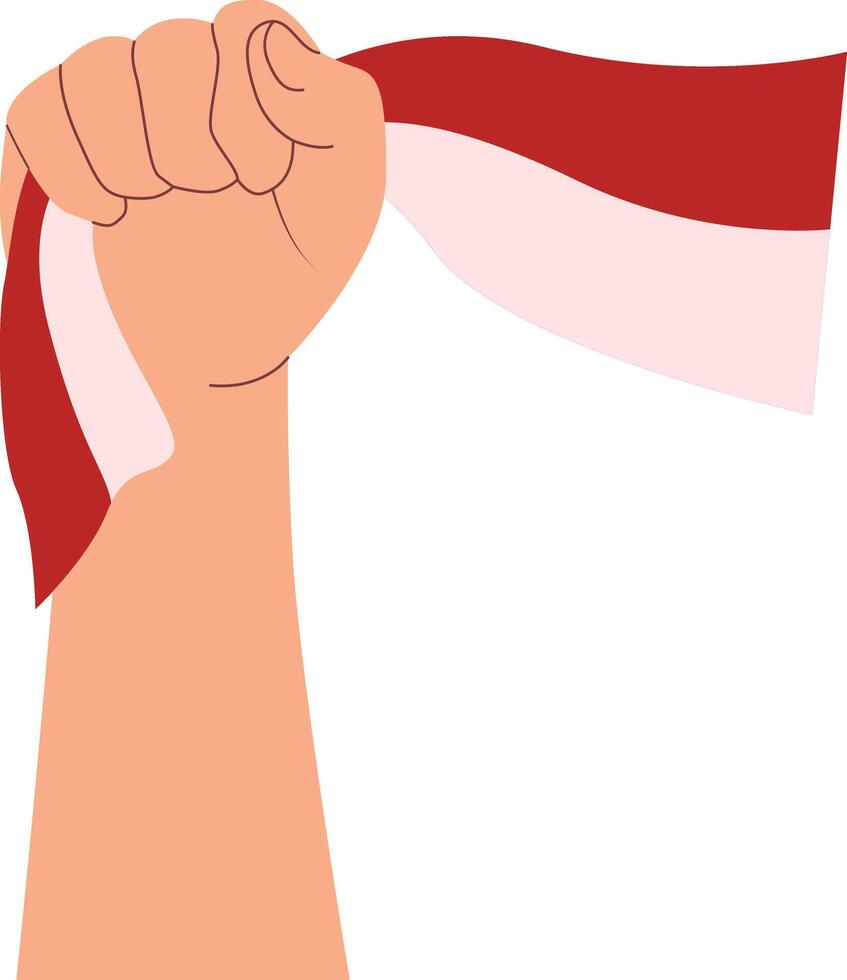 Illustration of Hand Holding of Indonesian Flag in Flat Design vector