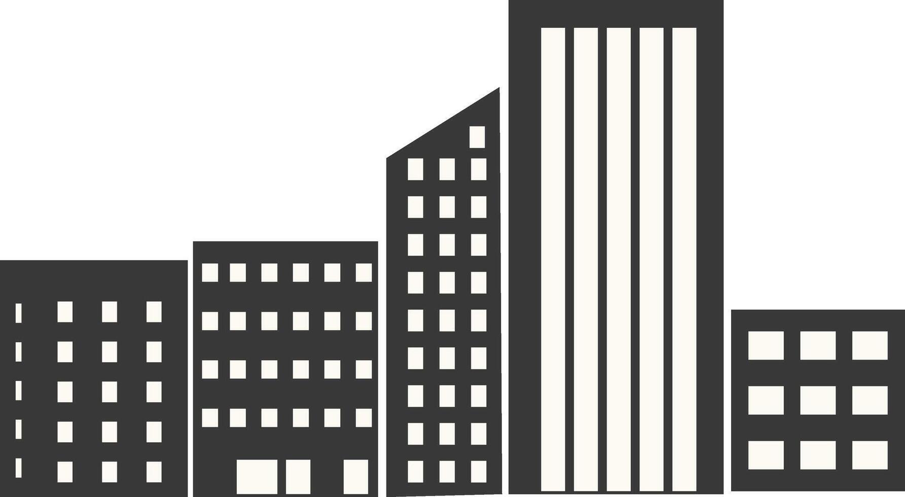 City Skyline Silhouette with Simple Building Design, Isolated on White Background vector