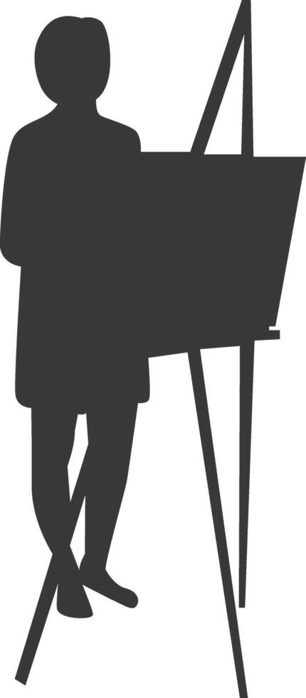 Artist Drawing Silhouette Isolated on White Background. vector