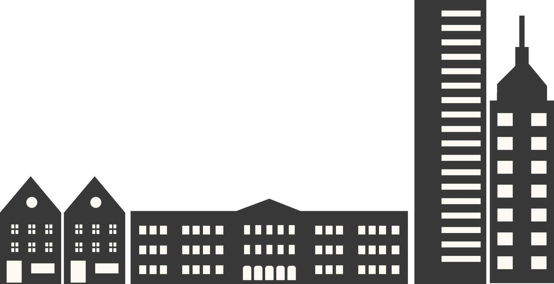 City Skyline Silhouette with Simple Design, Isolated on White Background vector