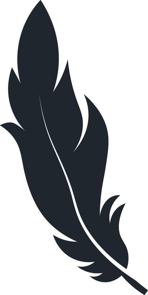 Black Feather Silhouette in Simple Design. Isolated on White Background vector