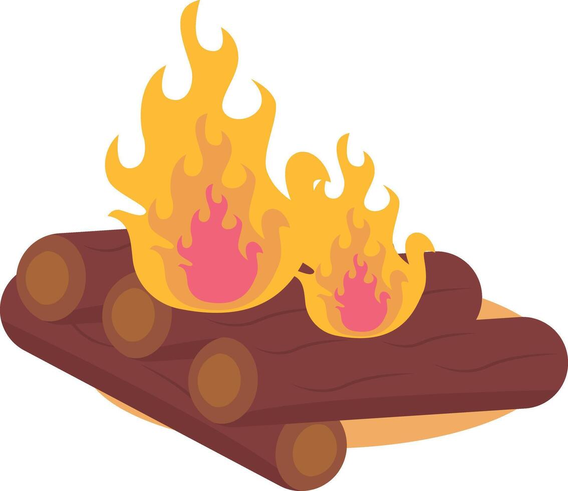 Illustration of Wood Bonfire with Cartoon Design, Isolated on White Background, vector