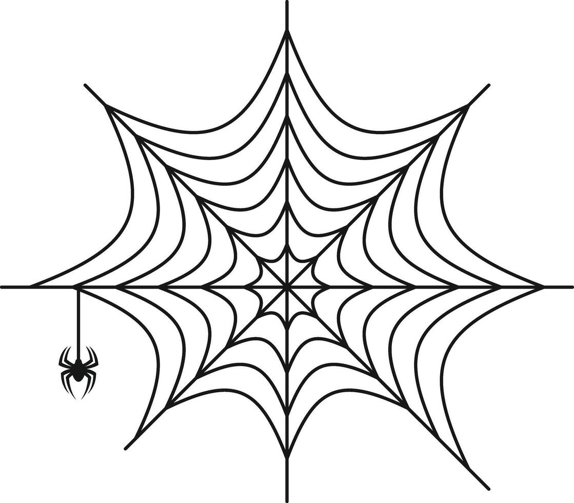 Spider Web Halloween Illustration on White Background, vector