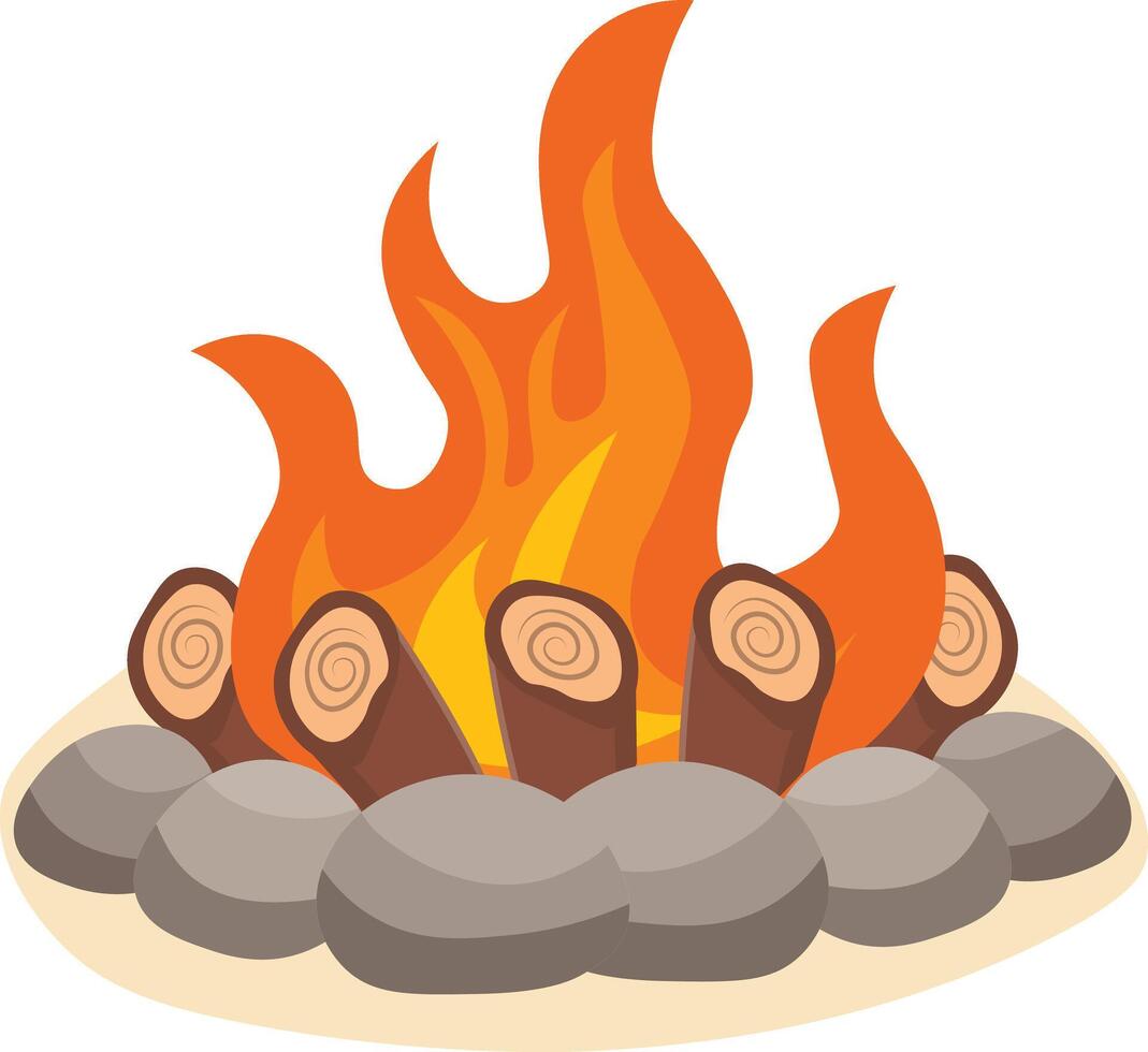 Wooden Campfire Illustration in Flat Design. vector