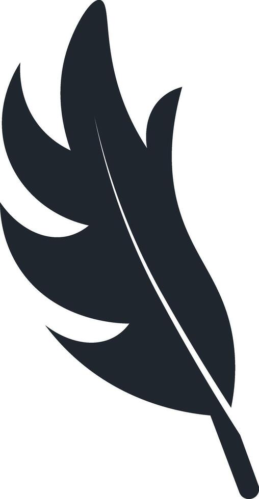 Black Feather Silhouette on White Background, vector