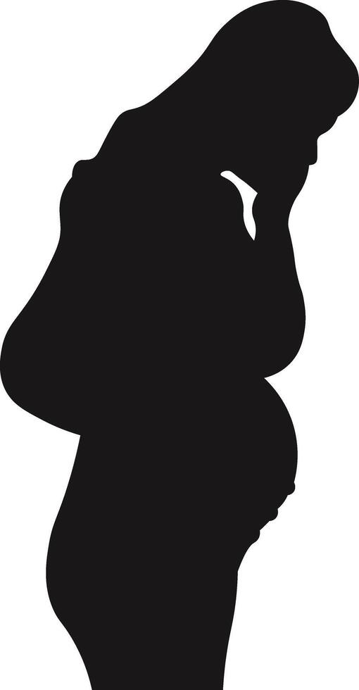 Pregnant Lady Silhouette with Cartoon Design vector