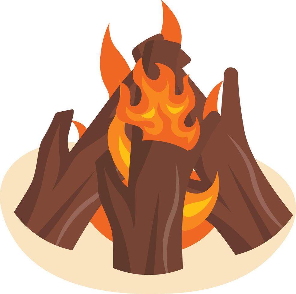 Wooden Campfire Illustration with Flat Design vector