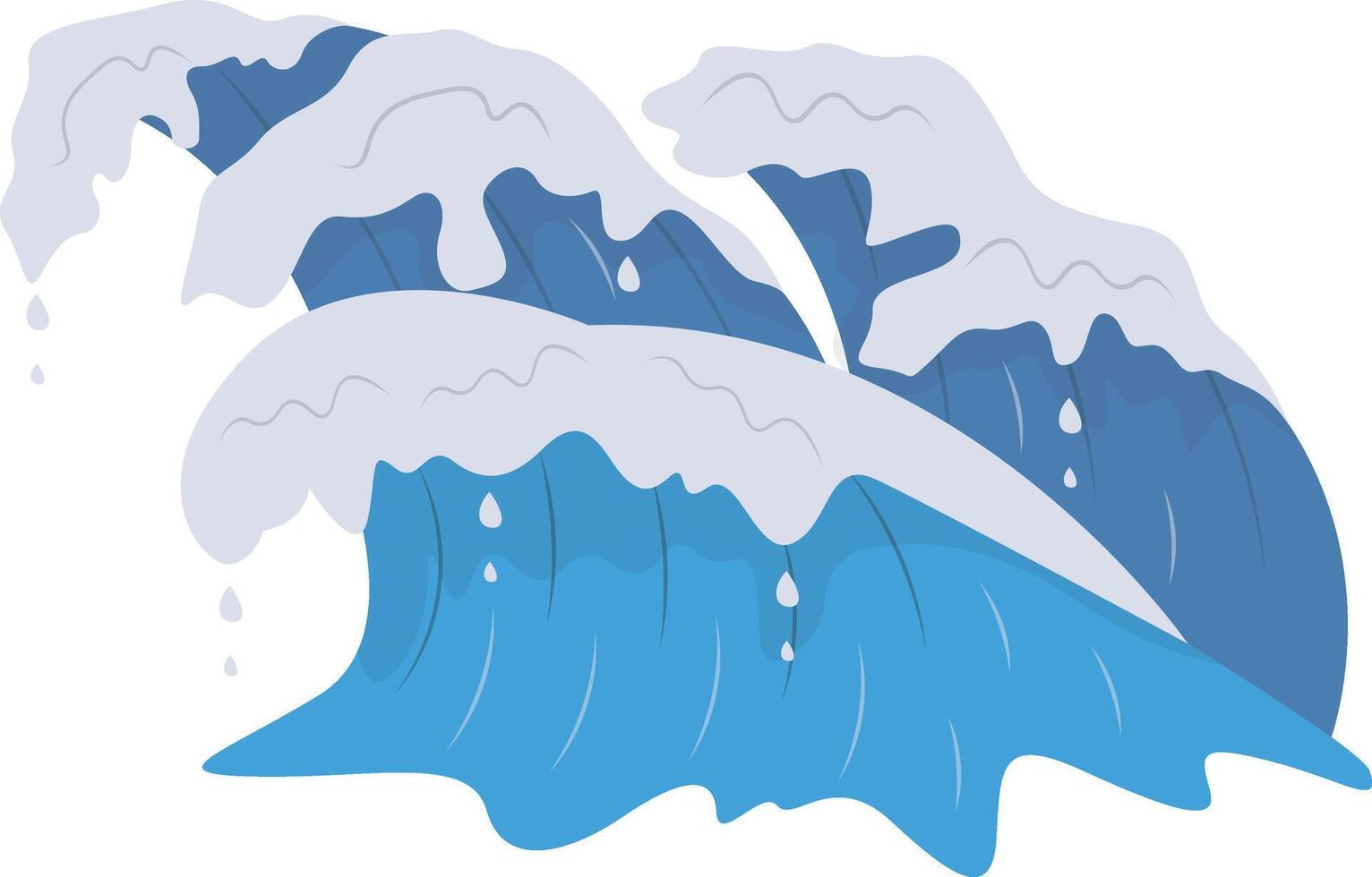 Summer Ocean Waves with Cartoon Design. vector
