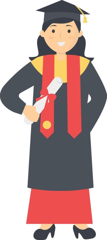 Student Graduation on the High School with Cartoon Design. vector