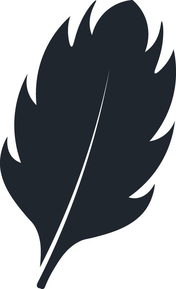 Black Feather Silhouette with Simple Design. vector