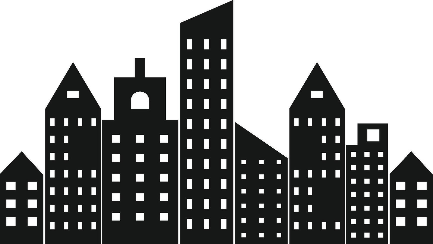Town Skyline Silhouette. Isolated on White Background vector