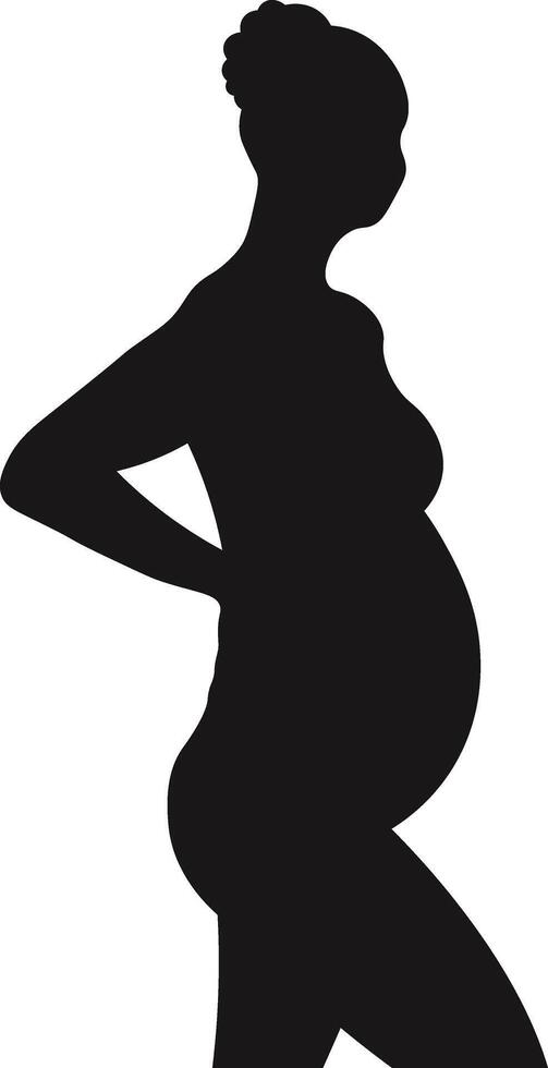 Pregnant Lady Silhouette in Flat Shape. vector