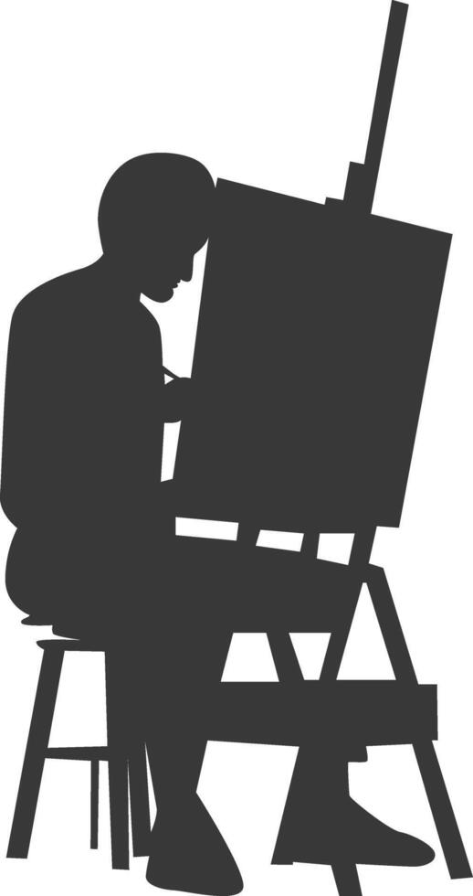 Artist Drawing Silhouette on White Background vector