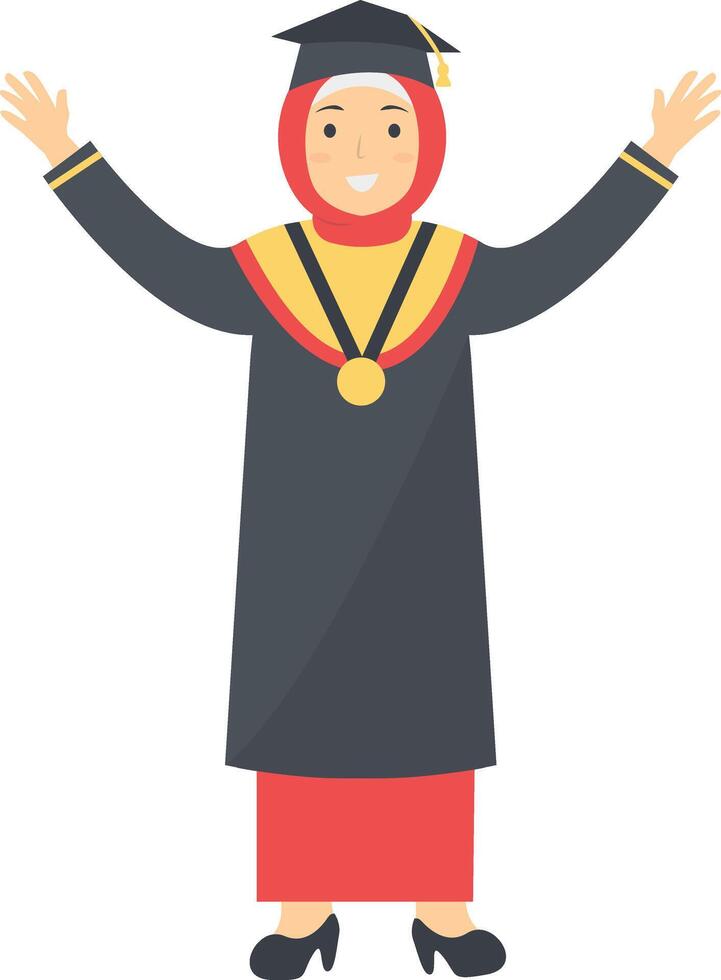 Student Graduation on the High School with Cartoon Design vector