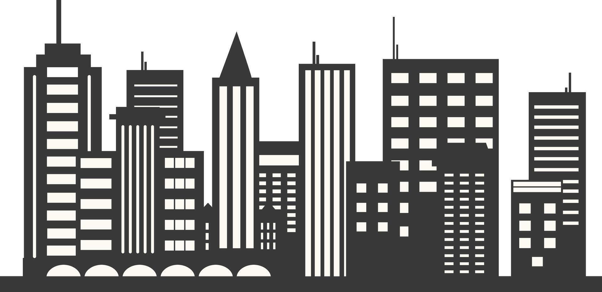 City Skyline Silhouette with Simple Design. Isolated on White Background vector