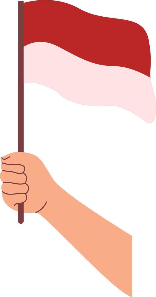 Illustration of Hand Holding of Indonesian Flag on White Background vector