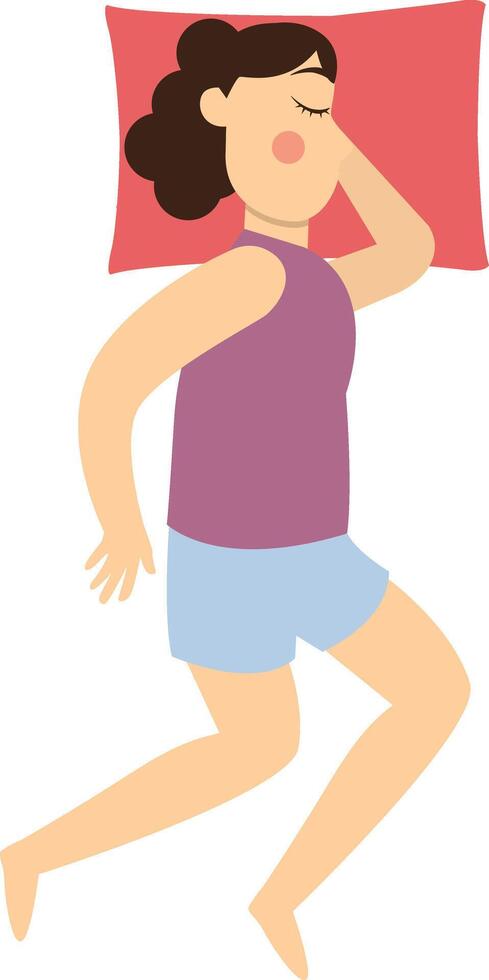 Girl Sleeping Pose Cartoon Character vector