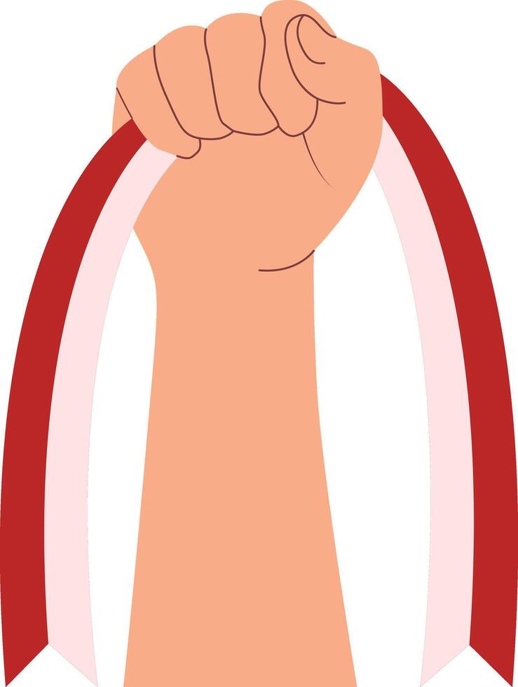 Illustration of Hand Holding of Indonesian Flag Isolated on White Background vector