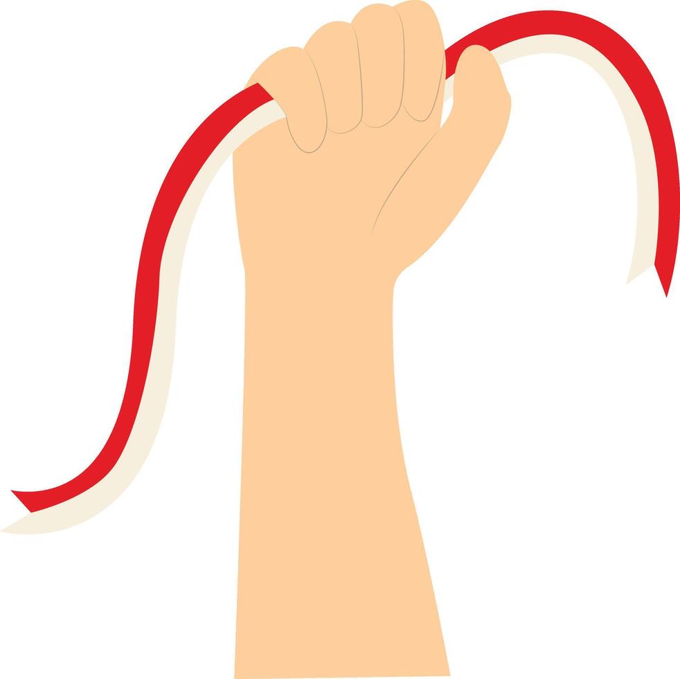 Hand Holding Indonesian Flag, Isolated on White Background. vector
