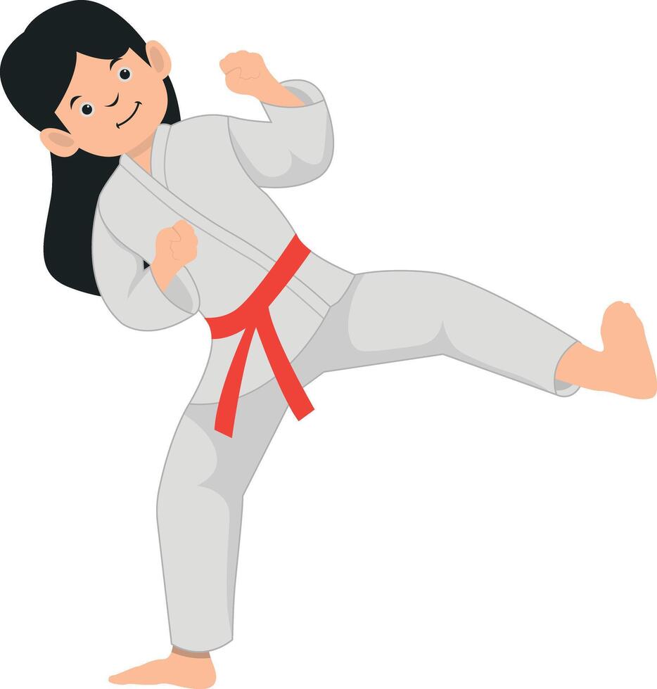 Karate Children Character with Flat Design. vector