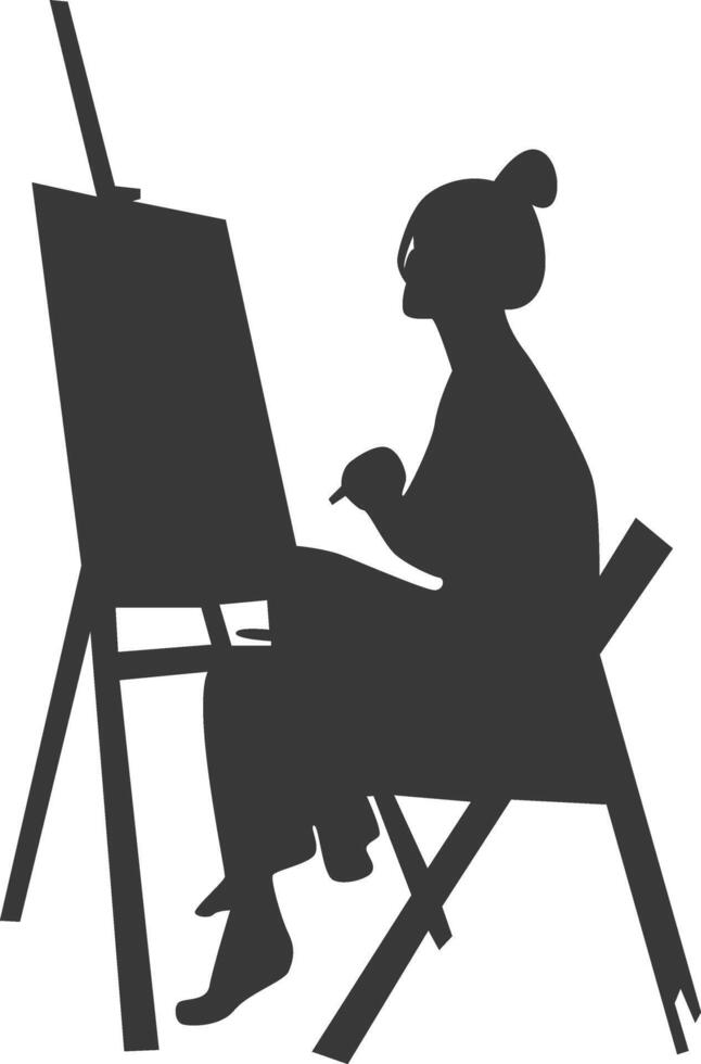 Artist Drawing Silhouette with Simple Shape, Isolated on White Background. vector
