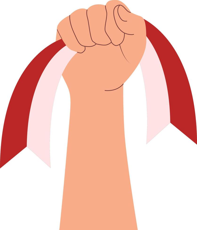 Illustration of Hand Holding of Indonesian Flag Isolated on White Background, vector